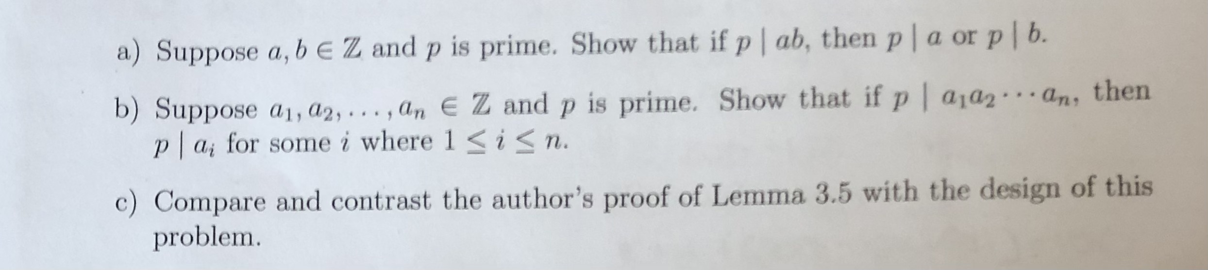 Solved A) Suppose A,b∈Z And P Is Prime. Show That If P∣ab, | Chegg.com