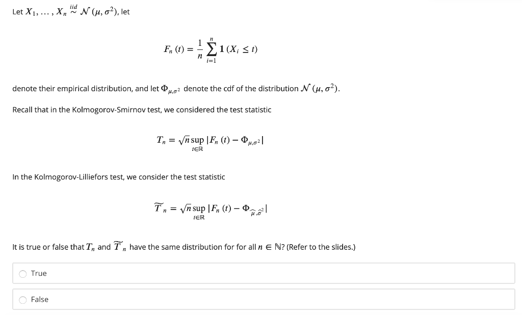 Solved Lid Let X1 X N U O Let Fi Fn T 31 Chegg Com