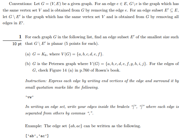 Solved Conventions Let G V E Be A Given Graph For An Chegg Com