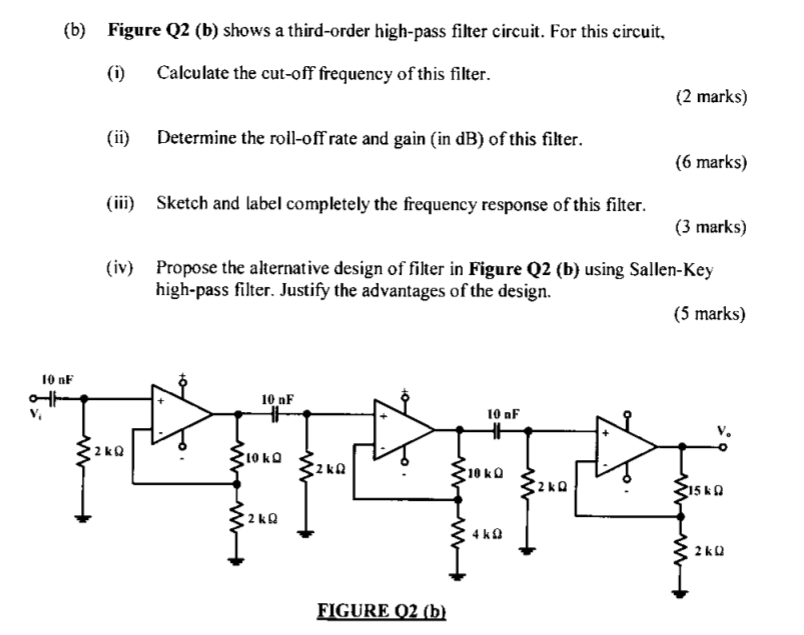 Solved (b) Figure Q2 (b) Shows A Third-order High-pass | Chegg.com