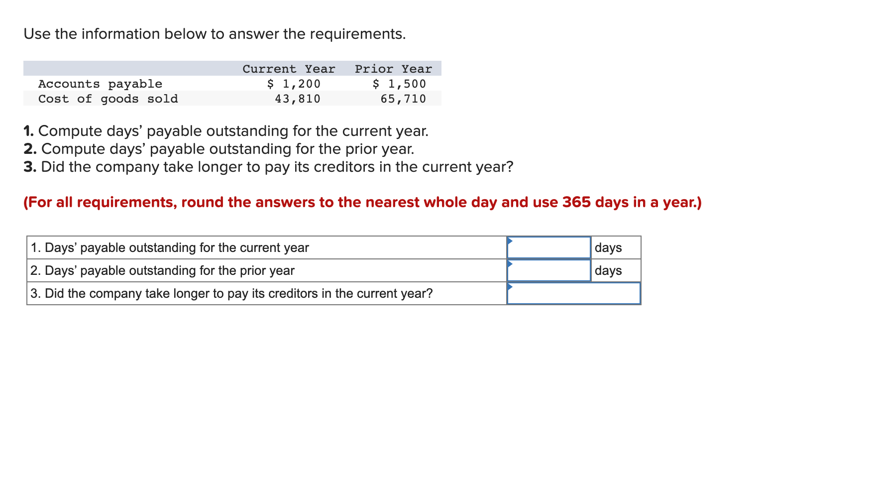 Solved Please use the information provided below to answer