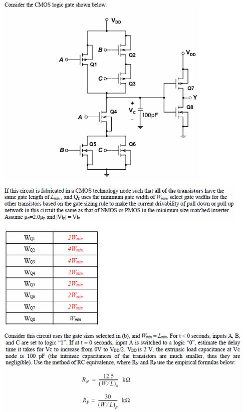 Solved Consider the CMOS logic gate shown below 01 Q3 Q7 Q8 | Chegg.com