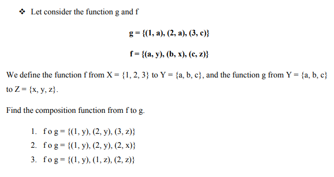 Solved Let consider the function g and f g= {(1, a), (2, | Chegg.com
