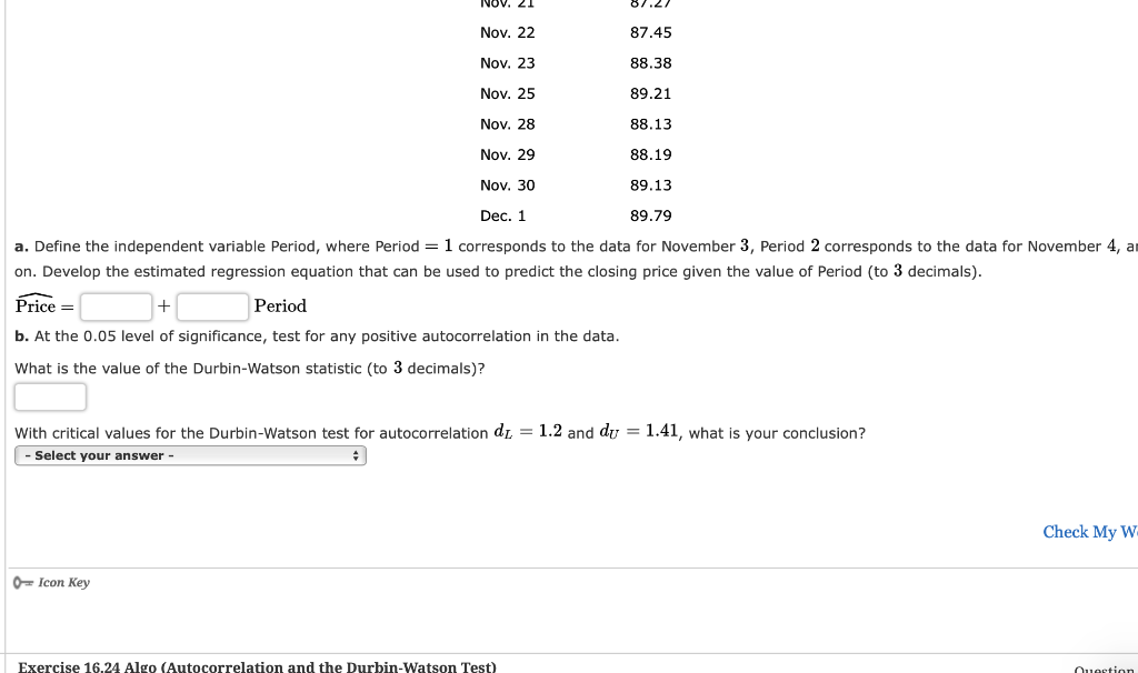 Solved The following data show the daily closing prices (in