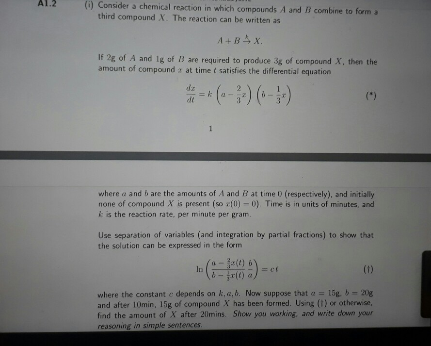 Solved A1.2 6) Consider a chemical reaction in which | Chegg.com