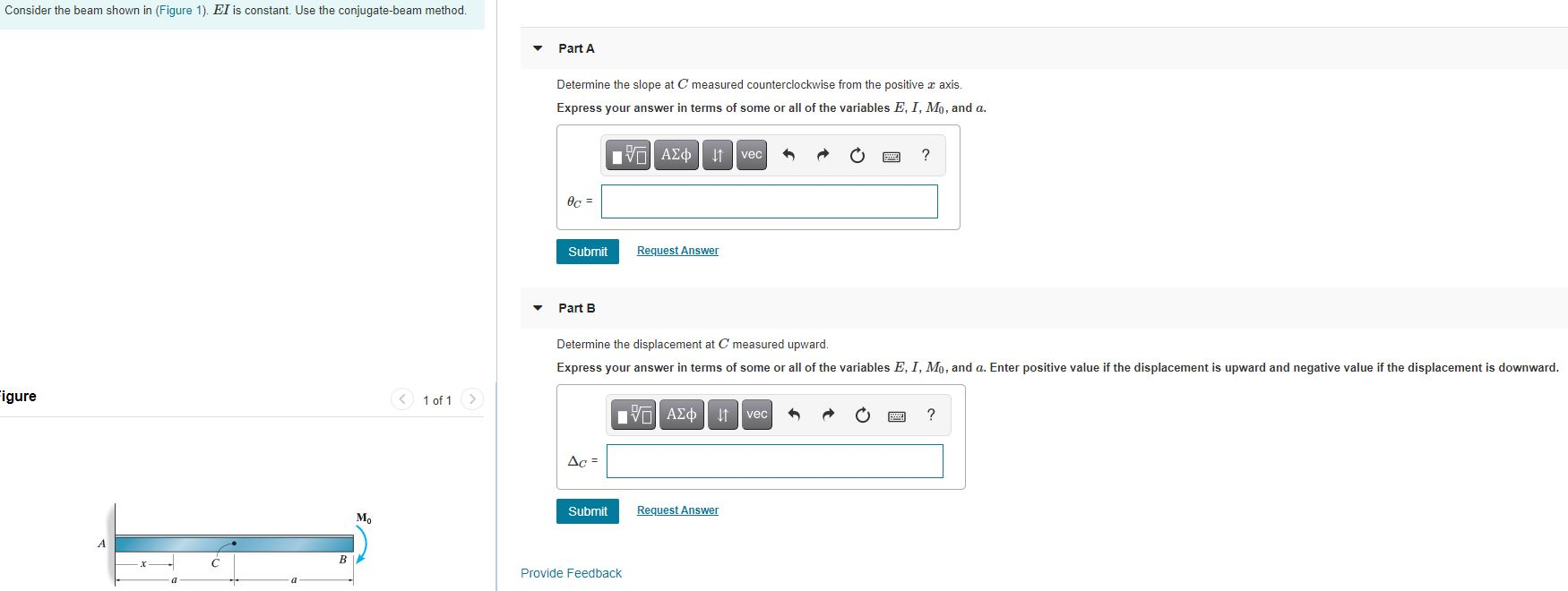 Solved Consider the beam shown in (Figure 1). El is | Chegg.com