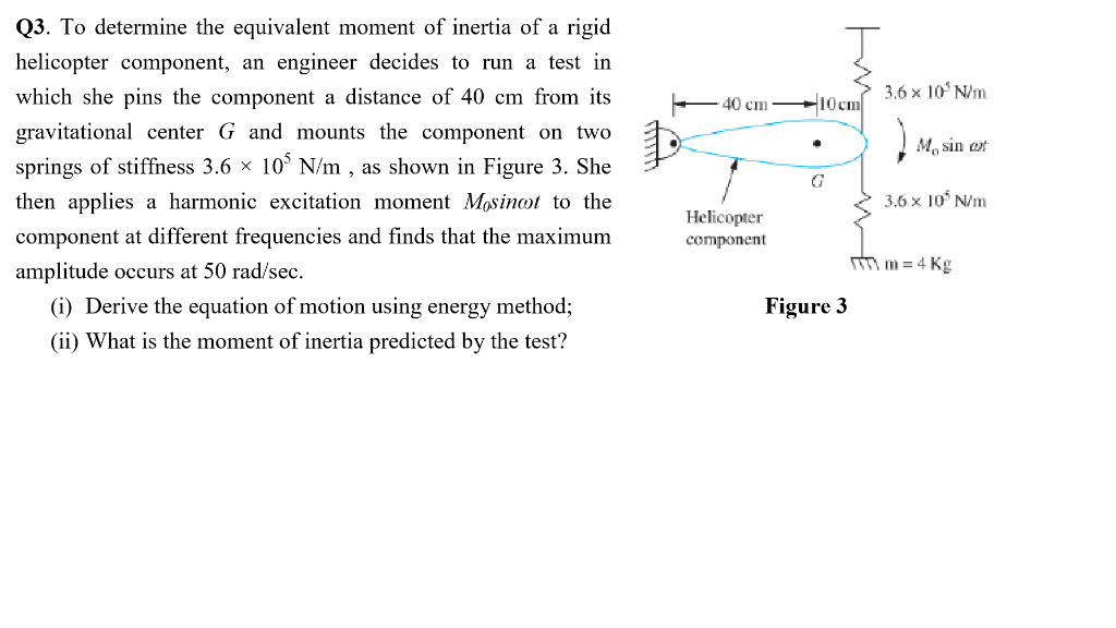 Solved Q3. To determine the equivalent moment of inertia of | Chegg.com