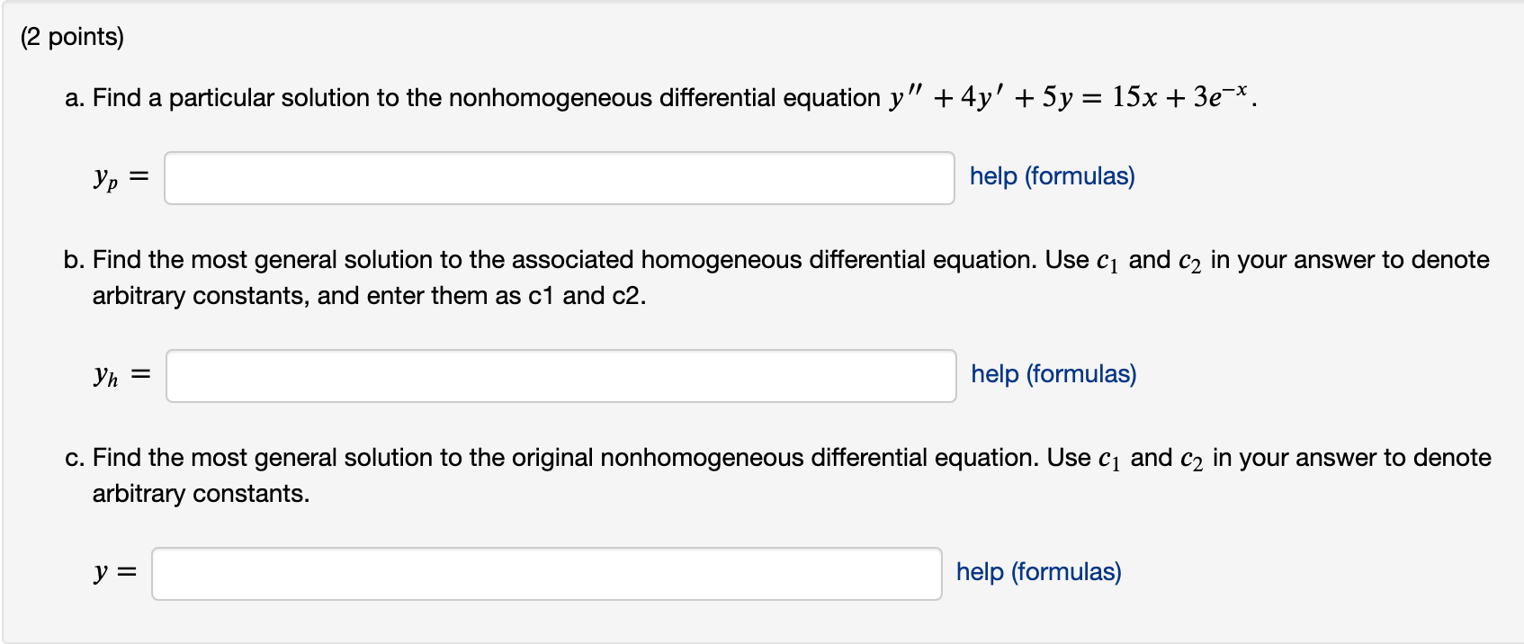 Solved Find A Particular Solution To The Nonhomogeneous 8435