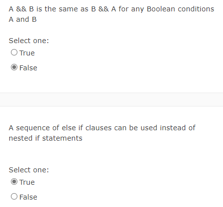Solved A && B is the same as B && A for any Boolean | Chegg.com