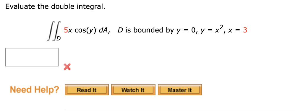 Solved Evaluate The Double Integral ∬d5xcosydad Is 6748