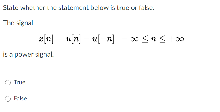 Solved State whether the statement below is true or false. | Chegg.com