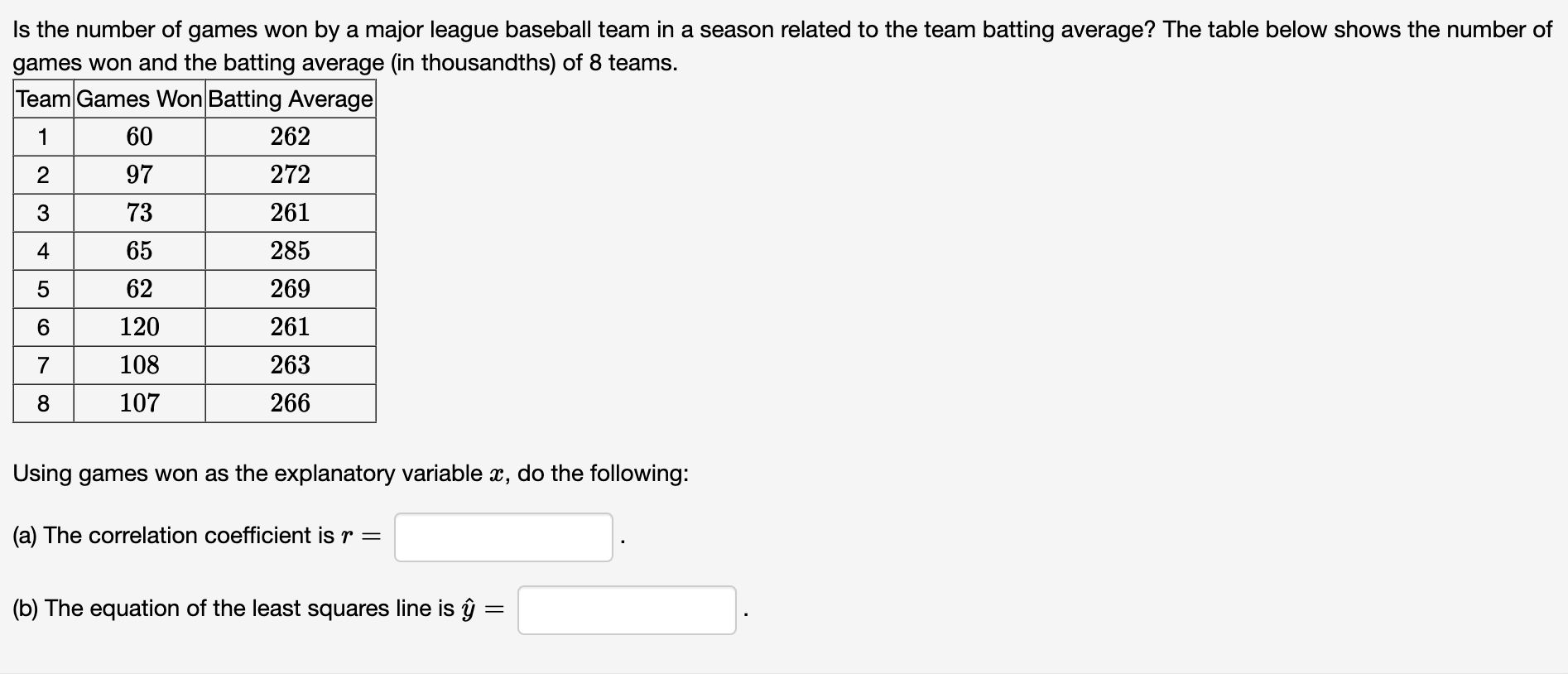 Solved Is the number of games won by a major league baseball | Chegg.com