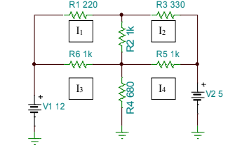 Solved R1 220 R3 330 I R6 1k R4 680 Create the matrix | Chegg.com