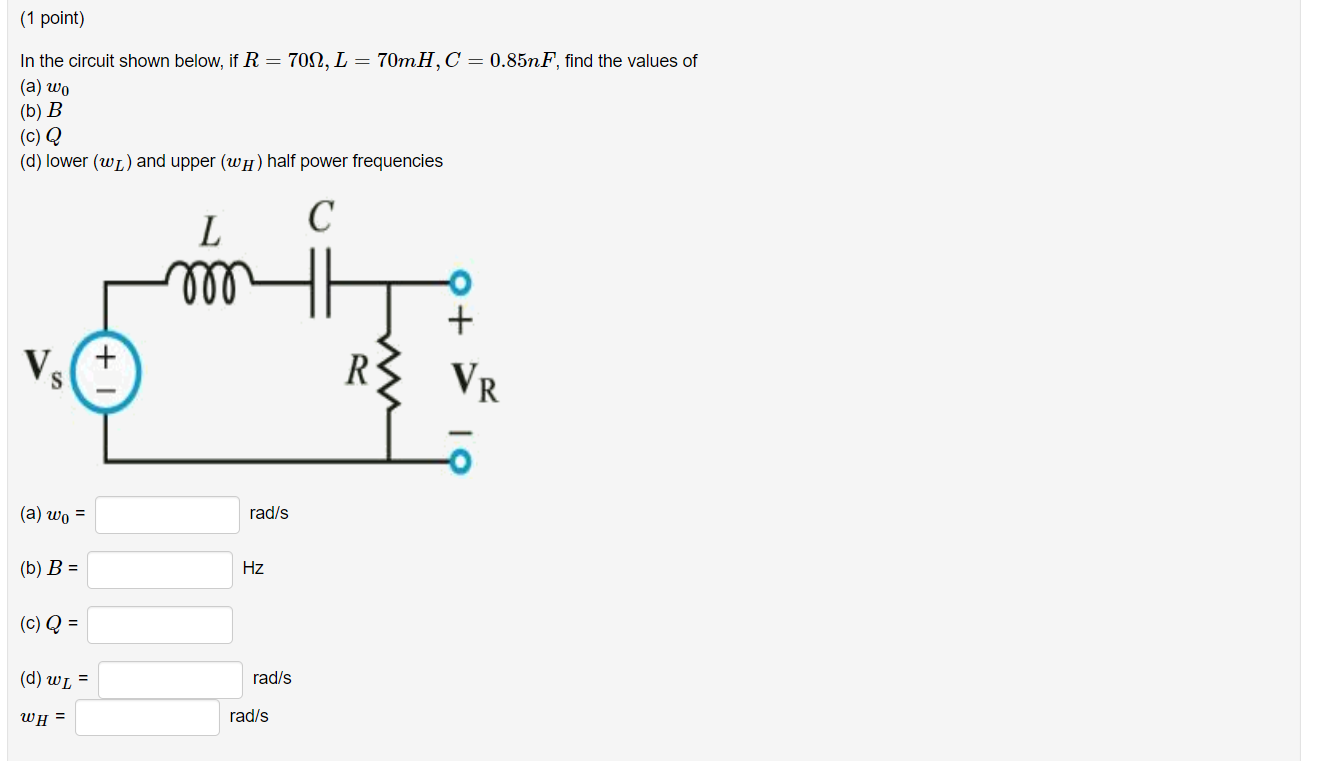 Solved 1 Point In The Circuit Shown Below If R 7012 Chegg Com