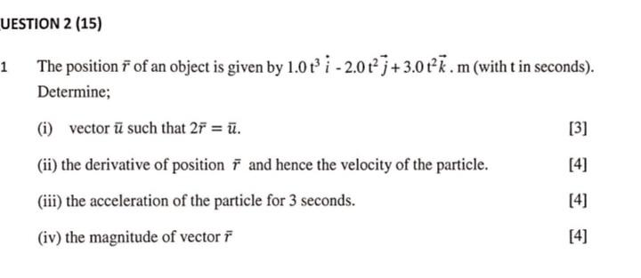 Solved The position rˉ of an object is given by | Chegg.com