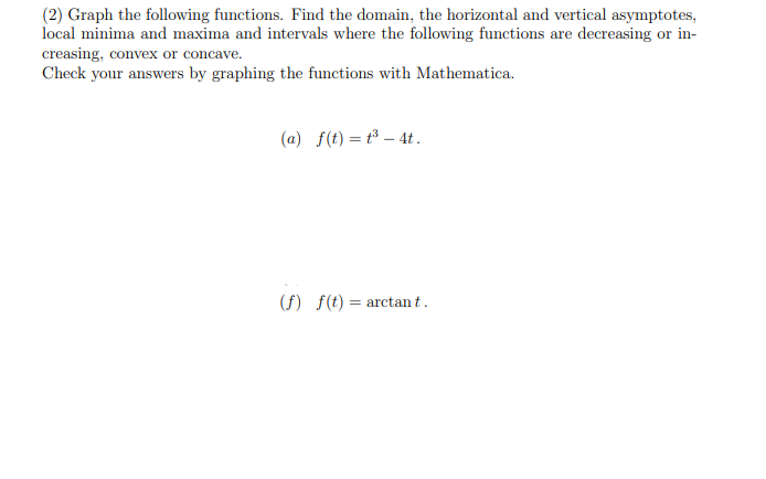 Solved (2) Graph the following functions. Find the domain, | Chegg.com