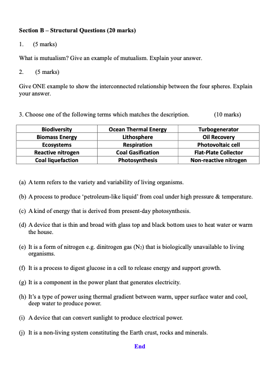 Solved 1. Section B - Structural Questions (20 Marks) (5 | Chegg.com