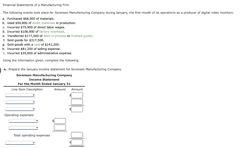 Solved Financial Statements of a Manufacturing Firm The | Chegg.com