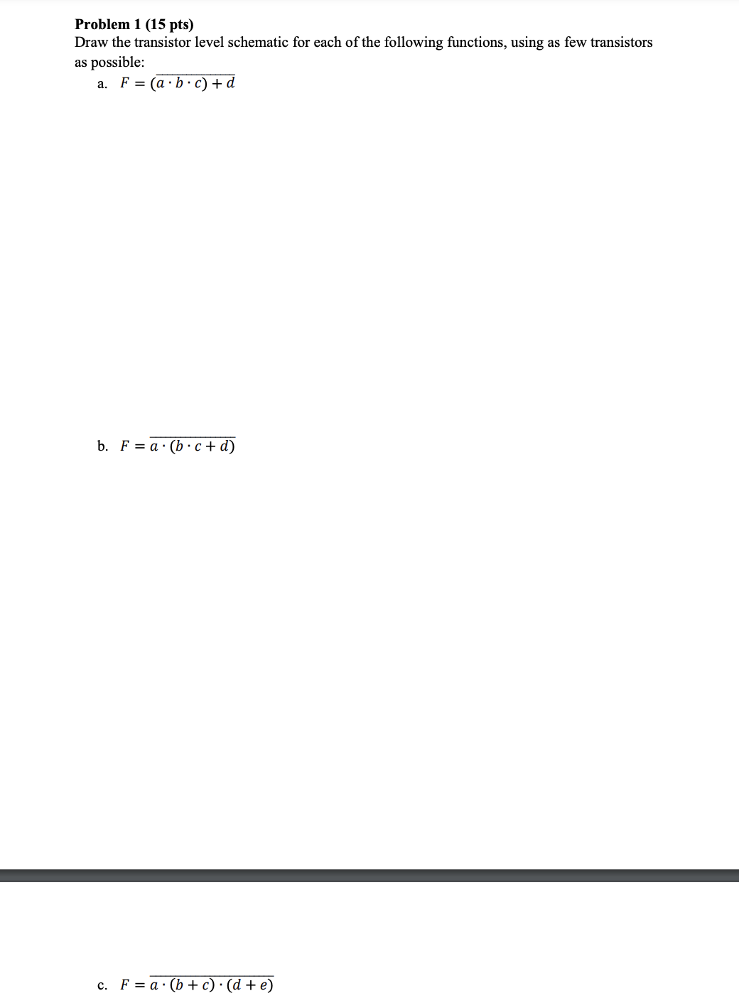 Solved Problem 1 ( 15 pts)Draw the transistor level | Chegg.com