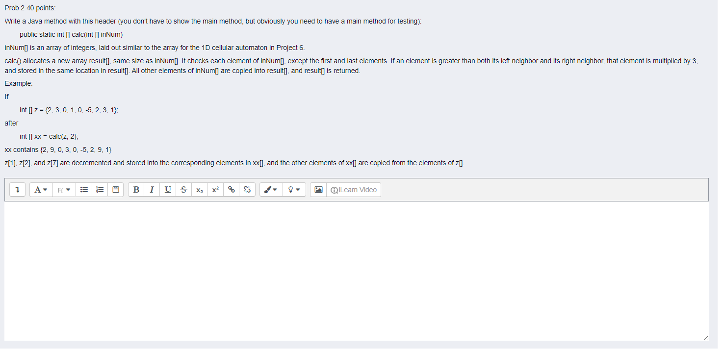 Solved Prob 2 40 points Write a Java method with this header | Chegg.com