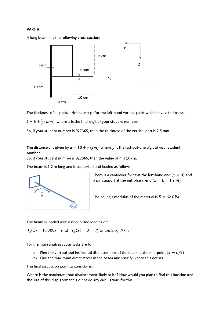 PART B A long beam has the following cross section: a | Chegg.com