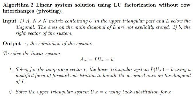 Solved Write functions that implement algorithms (1) and | Chegg.com