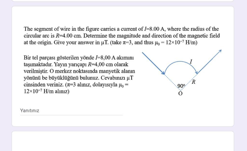 Solved The segment of wire in the figure carries a current | Chegg.com