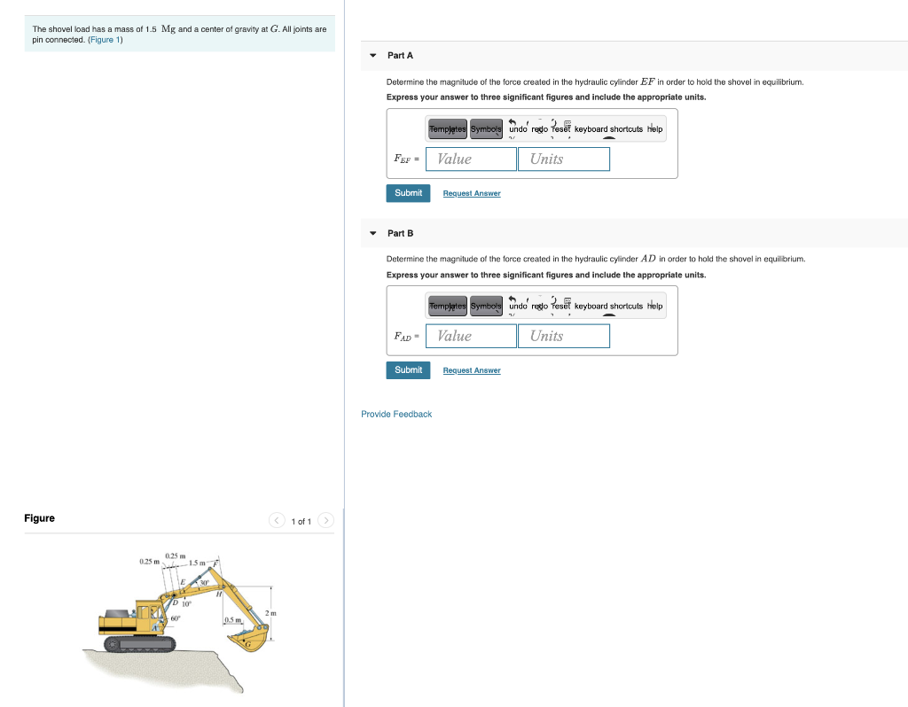 Solved The Shovel Load Has A Mass Of 1.5 Mg And A Center Of | Chegg.com