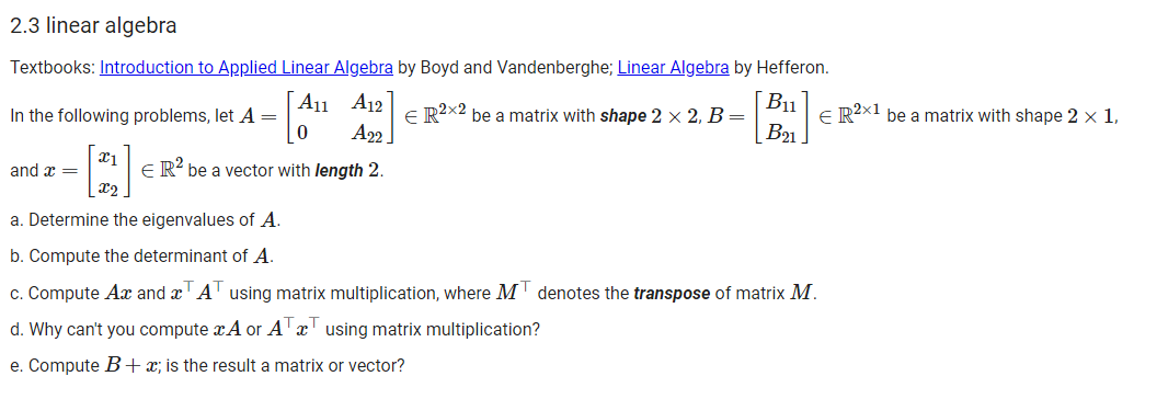 Solved B21 2.3 linear algebra Textbooks: Introduction to | Chegg.com