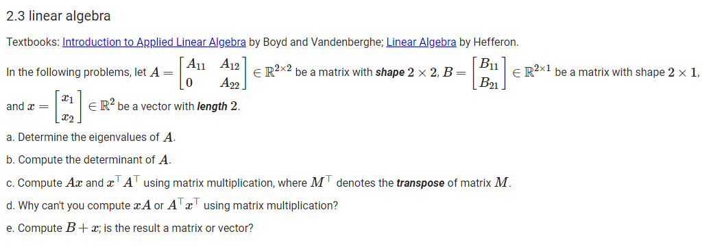 Solved B21 2.3 Linear Algebra Textbooks: Introduction To | Chegg.com