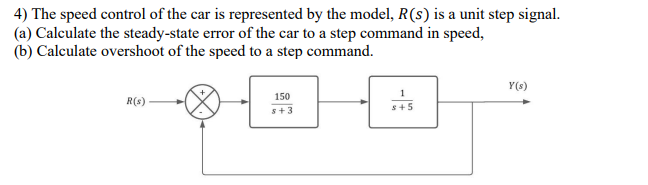 Solved 4) The speed control of the car is represented by the | Chegg.com