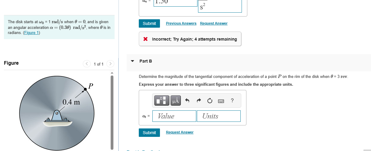 Solved The Disk Starts At ω0=1rad/s When θ=0, And Is Given | Chegg.com