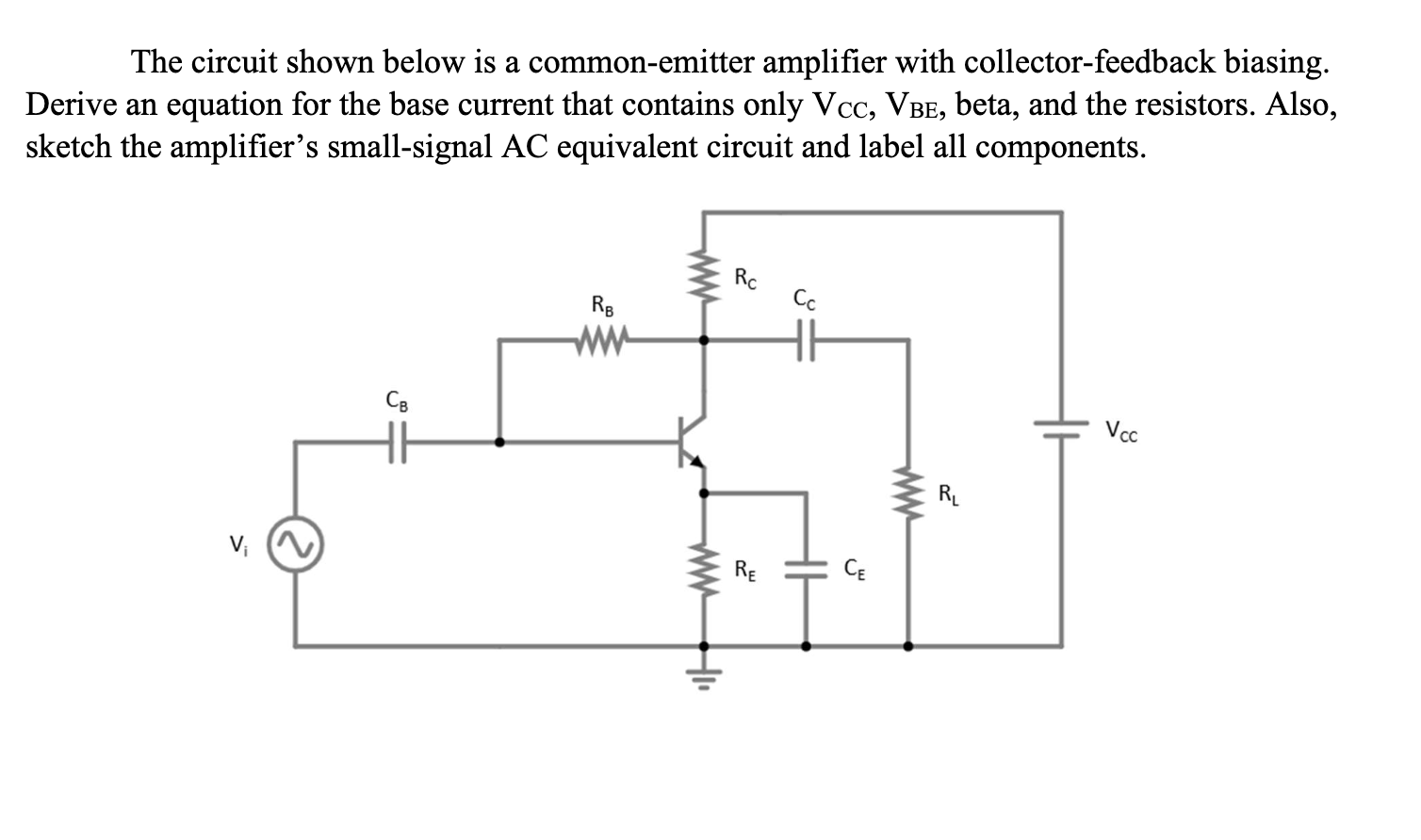 Solved The circuit shown below is a common-emitter amplifier | Chegg.com
