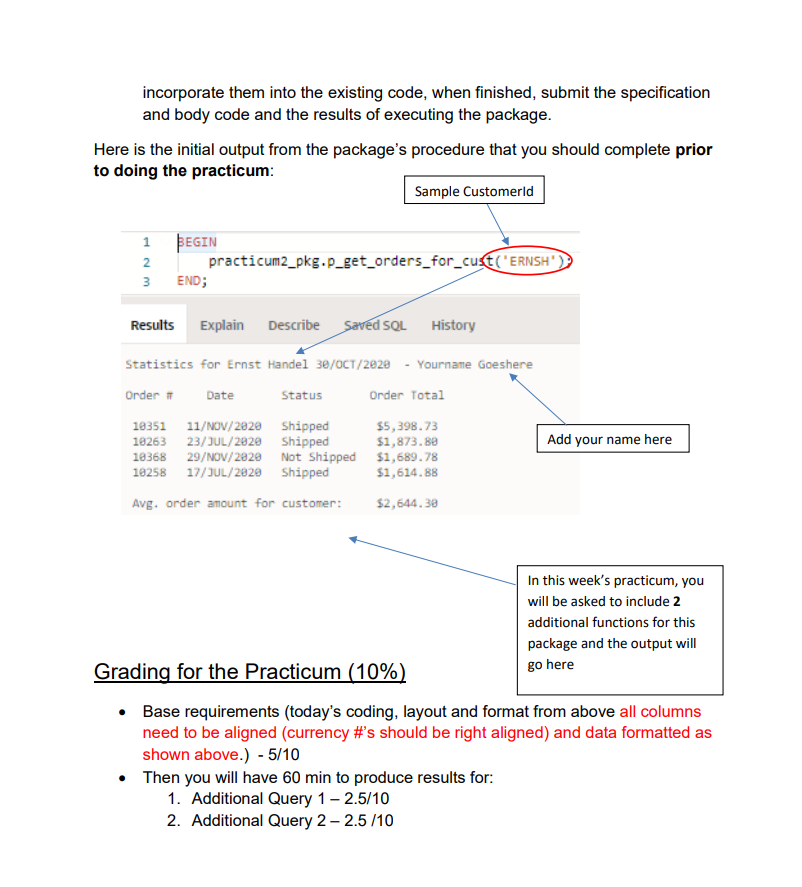 Solved Practicum Setup Notes • You are to create a package | Chegg.com