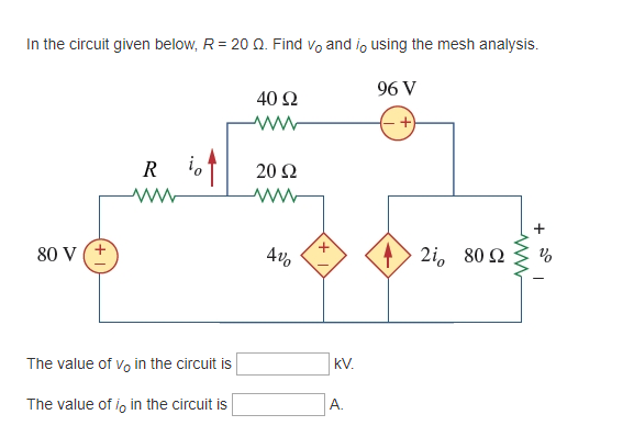 Solved In The Circuit Given Below, R-20 Ω. Find Vo And Lo | Chegg.com