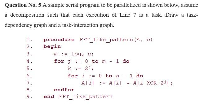 Solved Question No. 5 A sample serial program to be | Chegg.com