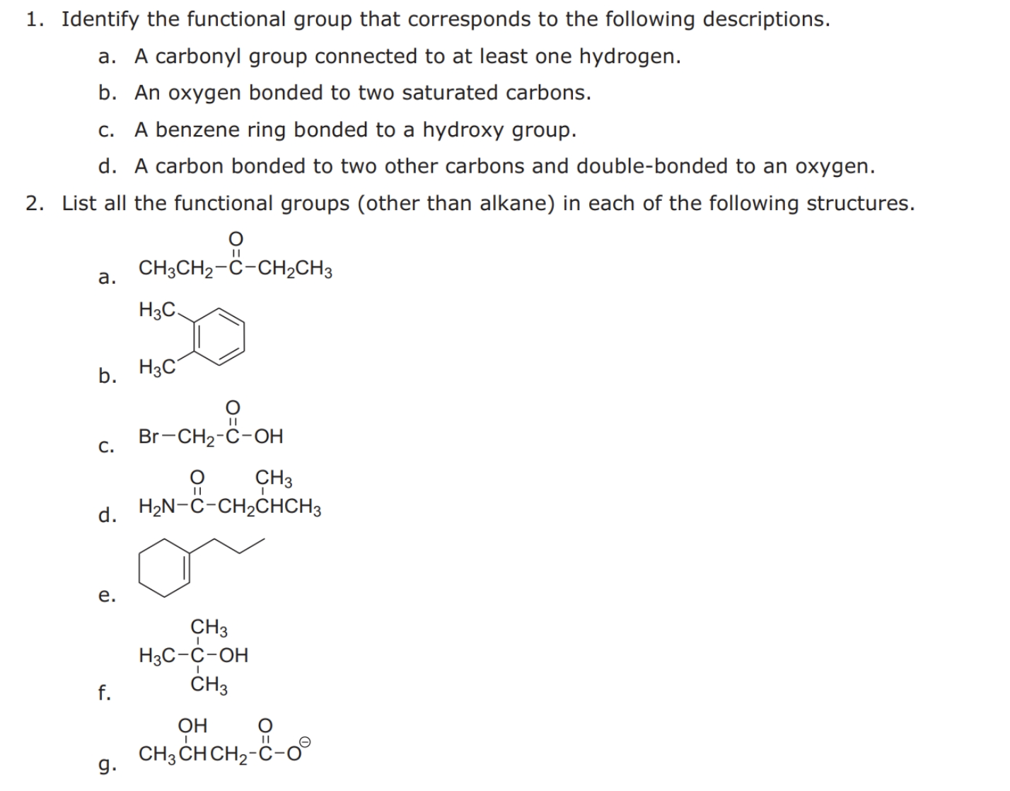 Solved 1. Identify the functional group that corresponds to | Chegg.com