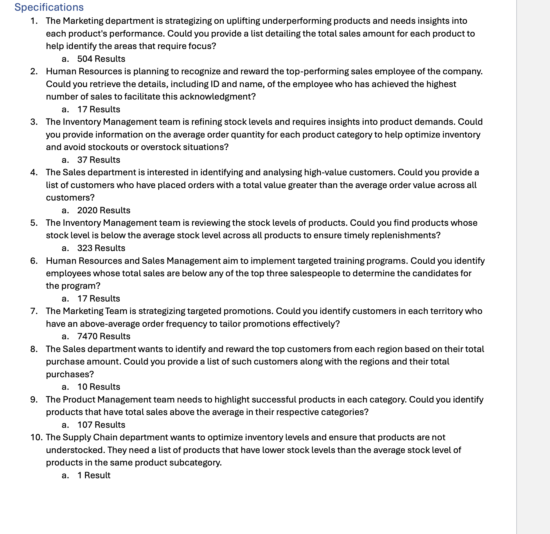 Solved ALL of these are in Adventure Works 2022 please make | Chegg.com