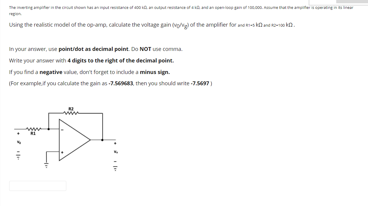 Solved The Inverting Amplifier In The Circuit Shown Has An | Chegg.com