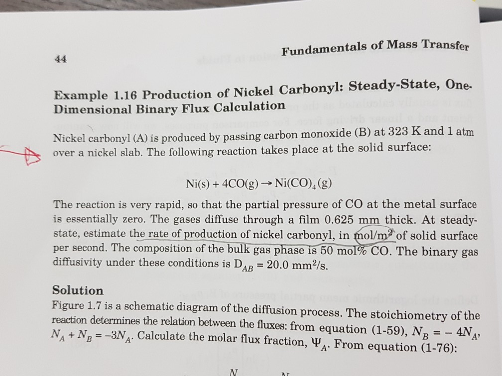 Solved Fundamentals of Mass Transfer Example 1.16 Production | Chegg.com