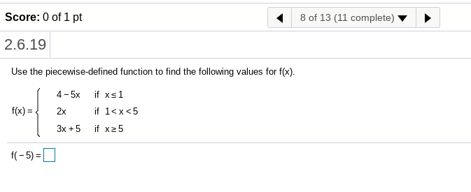 Solved Score: 0 of 1 pt 8 of 13 (11 complete) 2.6.19 Use the | Chegg.com