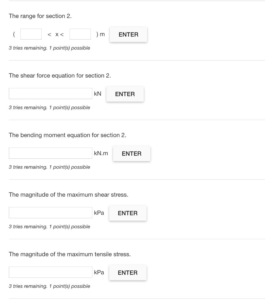 Answered Consider the beam below w kN/m w kN/m E M hm 1 M