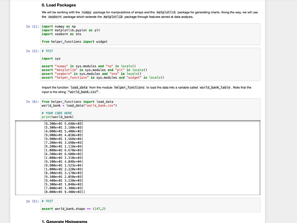 0. Load Packages We will be working with the numpy | Chegg.com
