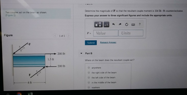 Solved Two couples act on the beam as shown (Figure 1) | Chegg.com