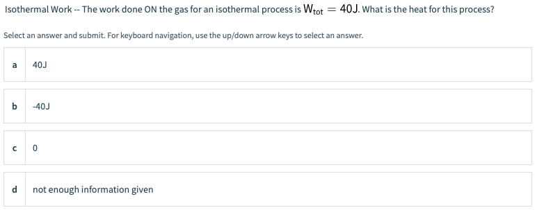 Solved Isothermal Work -- The work done on the gas for an | Chegg.com
