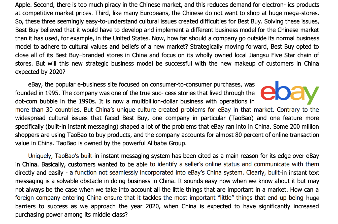 Solved >> Best Buy and ebay in China The People's Republic