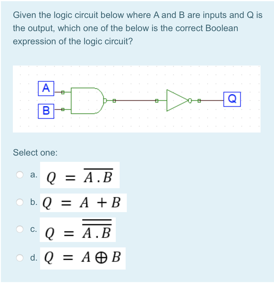 Solved Given The Logic Circuit Below Where A And B Are | Chegg.com