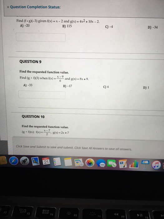 Solved Question Completion Status: Find (f.gX-3) given fx) | Chegg.com