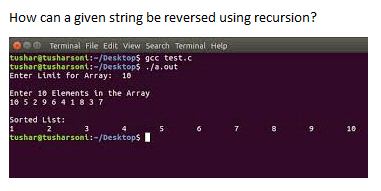 Solved How can a given string be reversed using recursion? O | Chegg.com image.