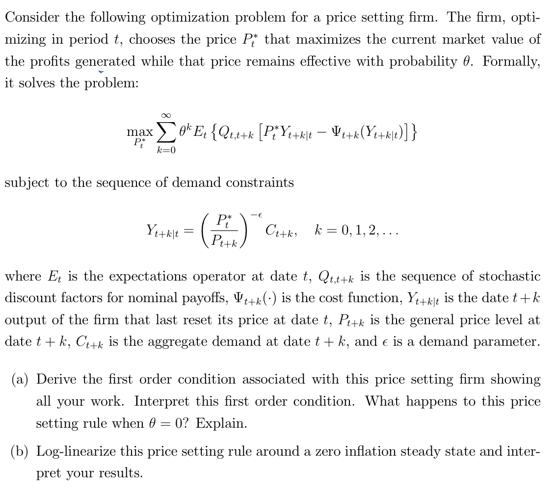 Solved Consider The Following Optimization Problem For A | Chegg.com